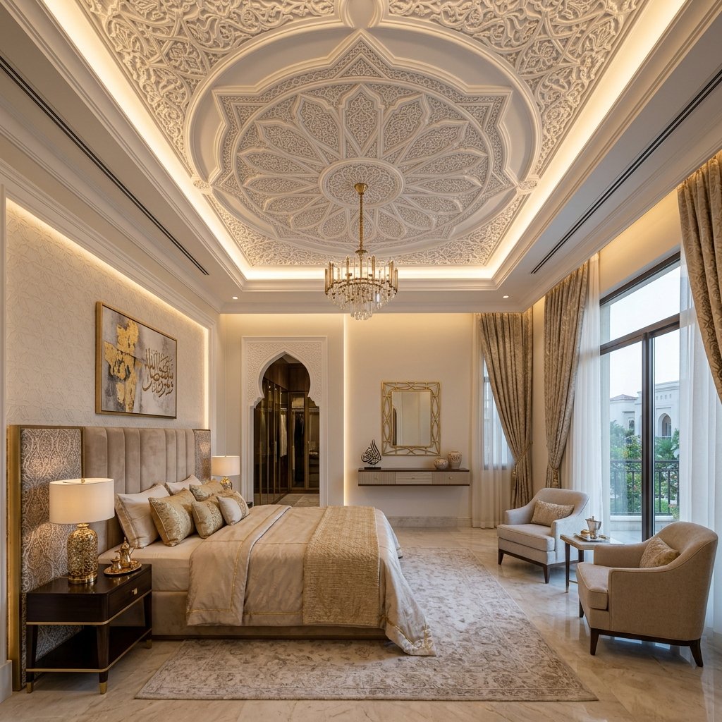 غرفة نوم بسقف جبسي فاخر